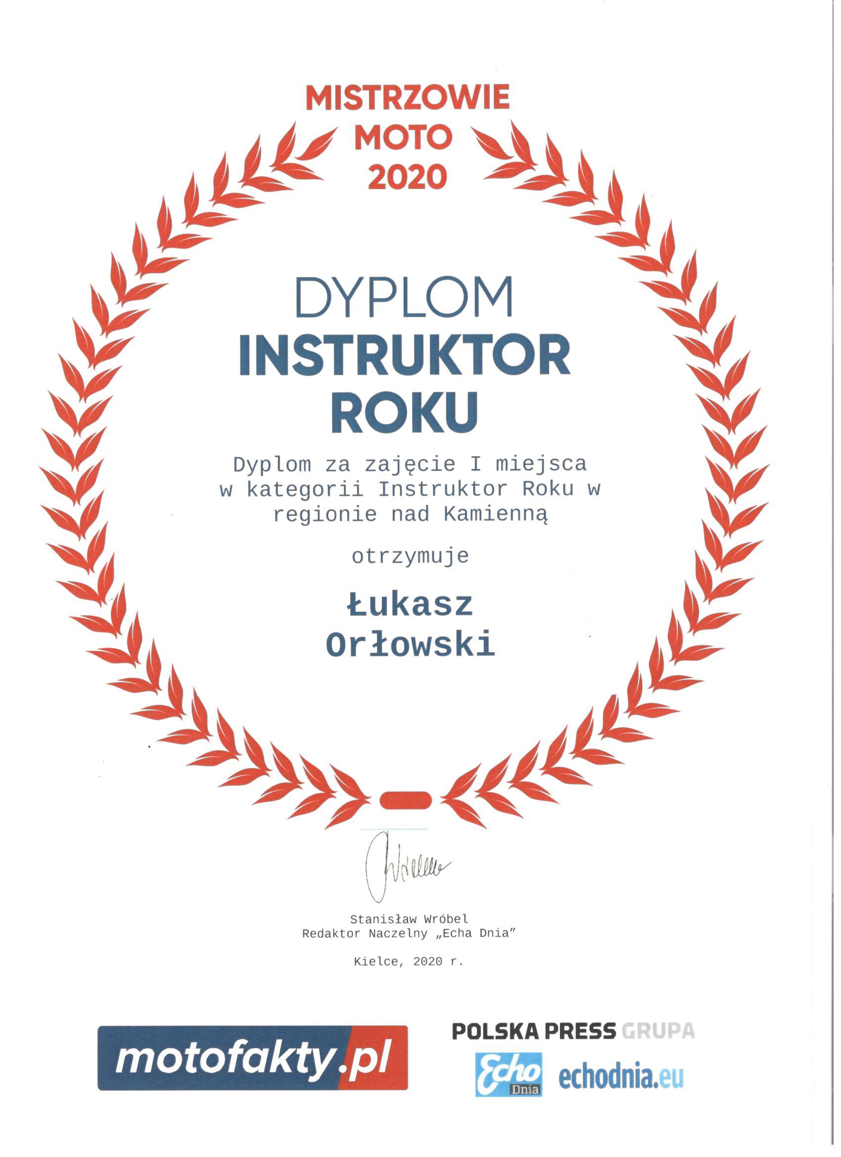 Instruktor Roku 2020 I Miejsce Łukasz